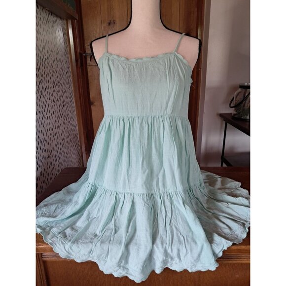 Vintage Y2K 90s Boho Fairy Festival Crochet Lace Mini Dress Mint M - Picture 1 of 4
